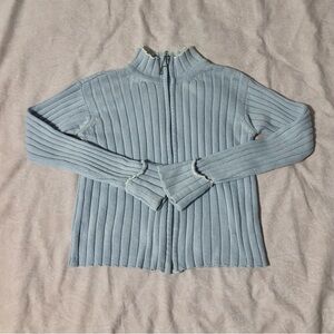 Light Blue Ribbed Zip-Up